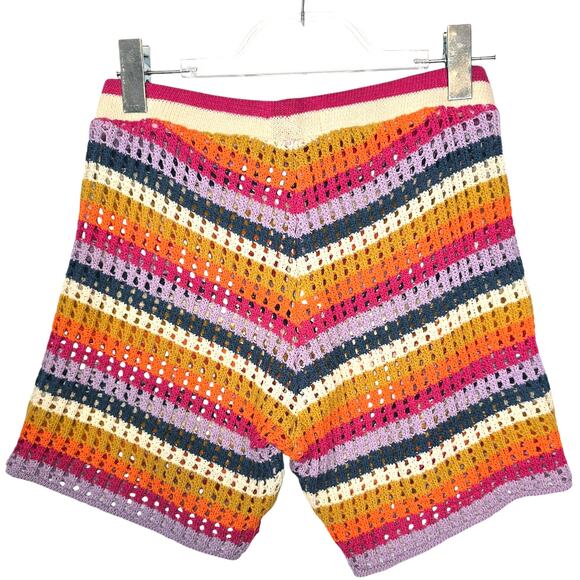 Maaji Pink Prism Kiko Shorts Knit Crochet Pull On 6" Multi Color Stripe M NEW - Picture 3 of 9